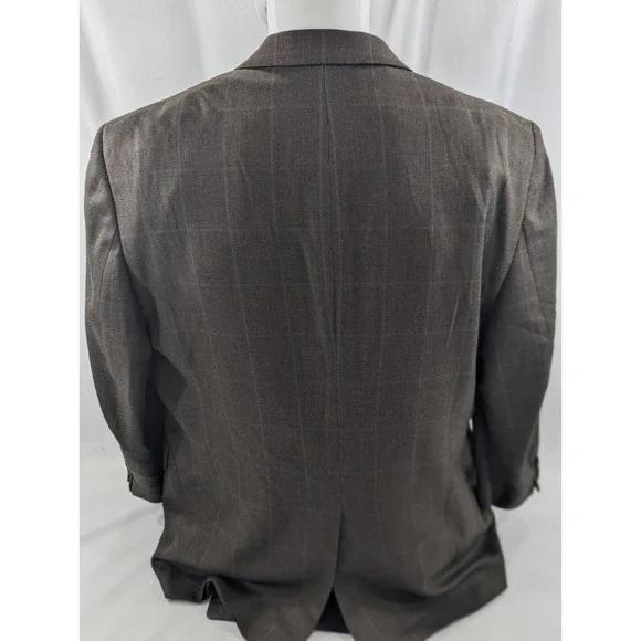 Jos. A Bank Blazer Coat Sport Jacket Silk Camel hair Window Pane 46R (22 Sleeve